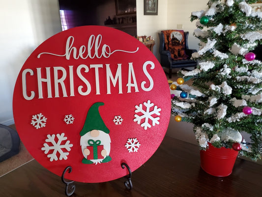 DIY 14" Hello Christmas Gnome Sign