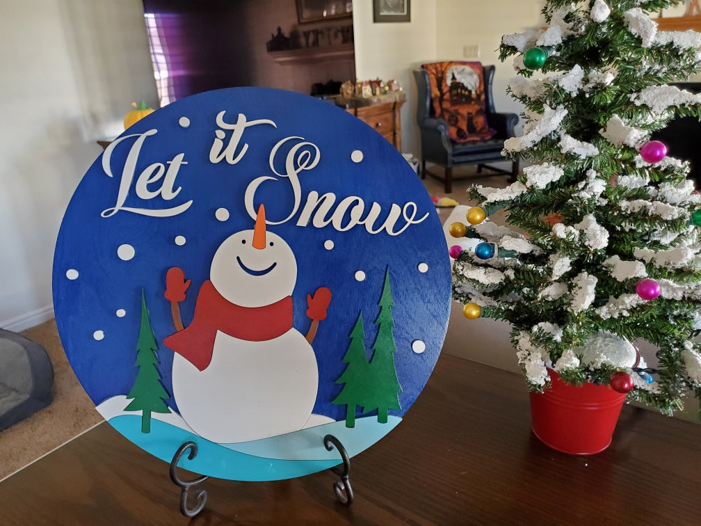 DIY 14" Let It Snow Blue Sign