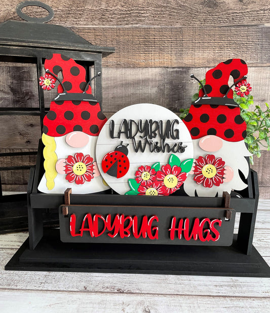 Ladybug Gnomes Interchangeable Signs For Wagon/Shelf Sitter
