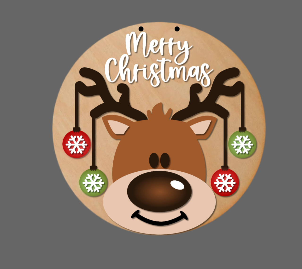 14” Reindeer Christmas Wood Sign