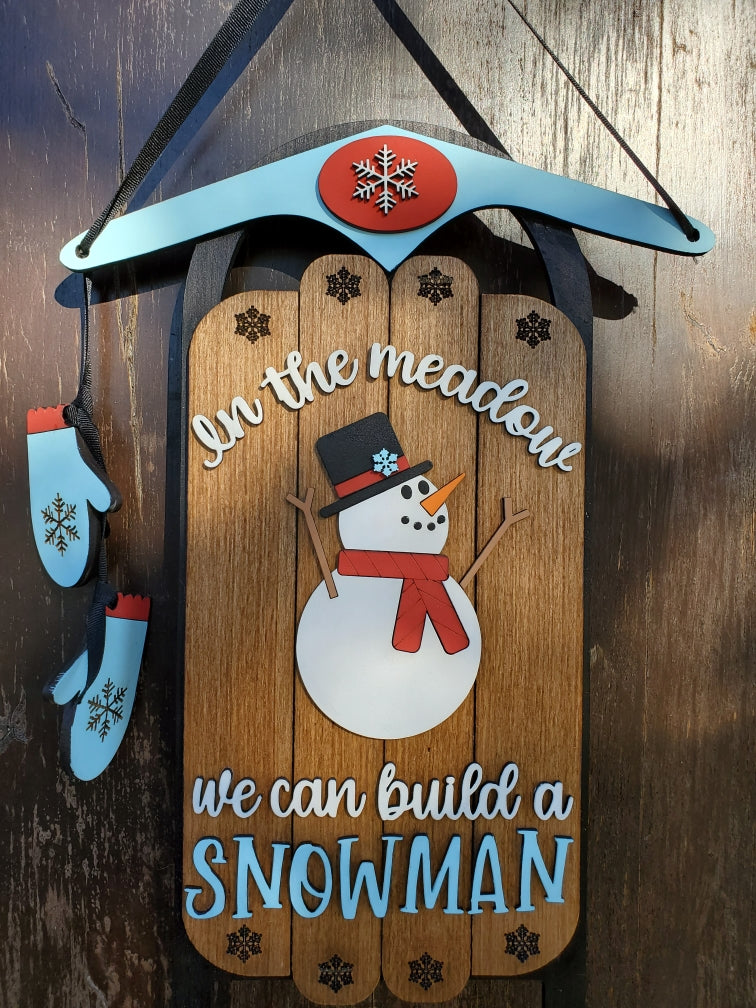 16" Snowman Sled Sign