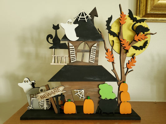 DIY 10.5" Haunted House Shelf Sitter