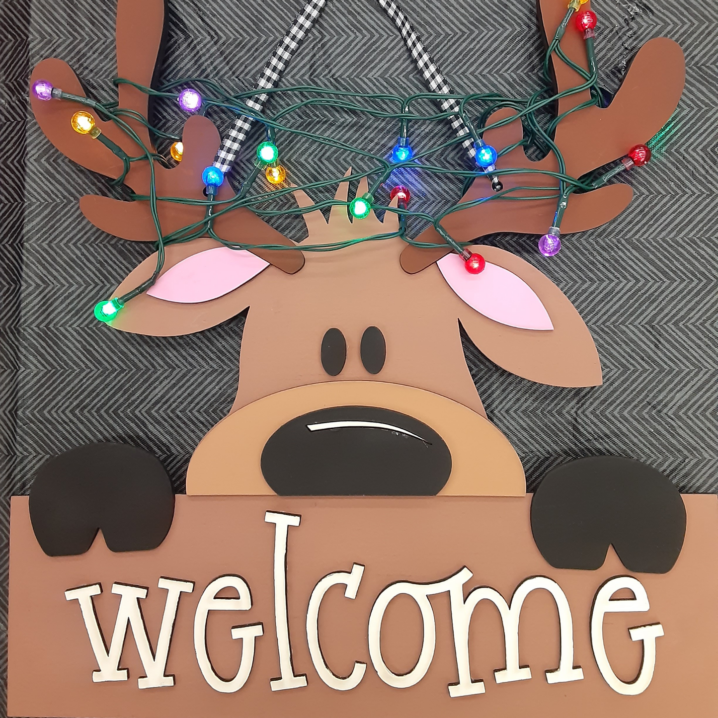 14" Reindeer Welcome Sign