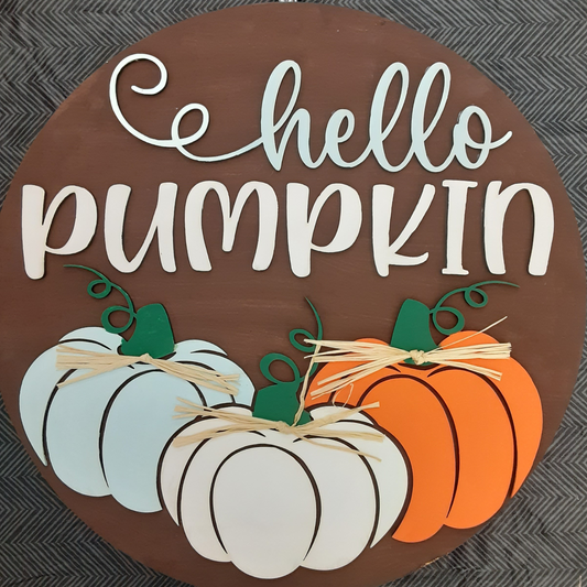 14" Hello Pumpkin Welcome Sign