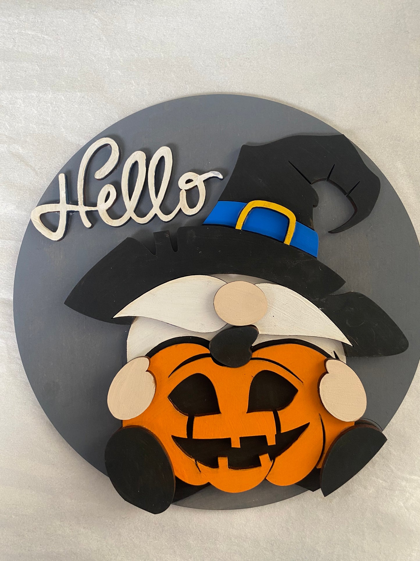 DIY "14 Hello Witch Gnome Pumpkin Sign