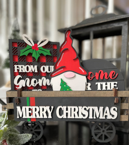 Interchangeable Christmas Gnome Signs For Wagon/Shelf Sitter