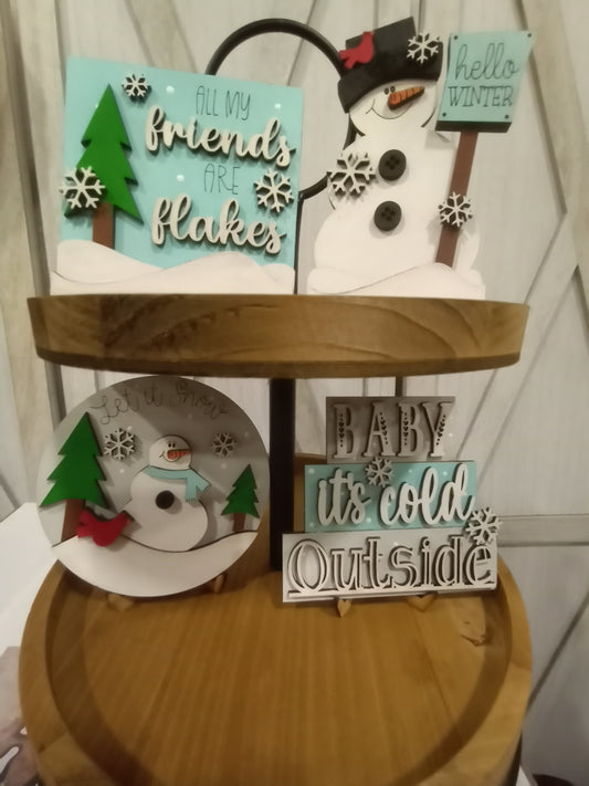 DIY SnowmanTier Tray