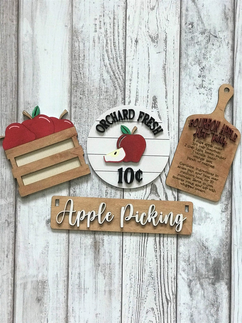 Apple Picking Interchangeable Signs For Wagon/Shelf Sitter