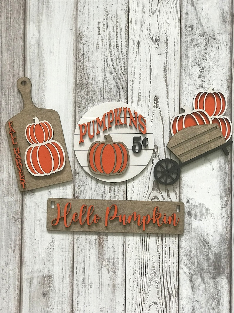 Hello Pumpkin Interchangeable Signs For Wagon/Shelf Sitter